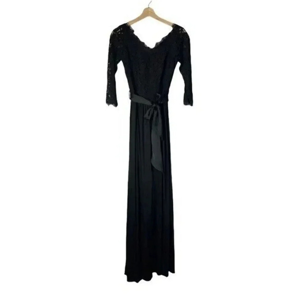 Mango Suit Black Lace Long Sleeve Maxi Formal Fit & Flare Dress XS - Picture 1 of 8